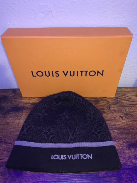 LOUIS VUITTON Brand New. Monogram Eclipse Beanie Knit cap hat Black/gray.