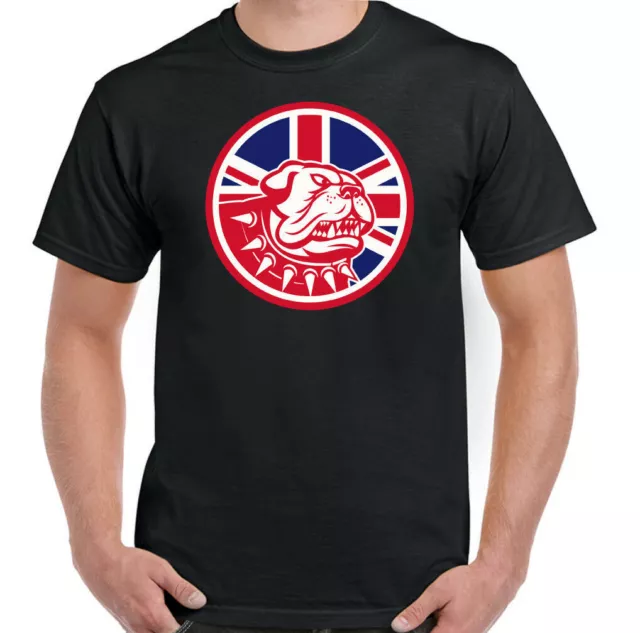 T-shirt bulldog britannico bandiera Union Jack uomo St Georges Day calcio Inghilterra top