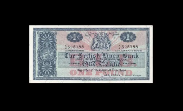 1966 BRITISH LINEN BANK SCOTLAND EDINBURGH 1 POUND "K" (( aUNC ))