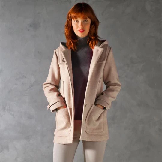 Manteau Duffle Coat Maje – Laine Et Cuir Noir, Taille 40, Modèle Dériver – Occasion Très Bon état