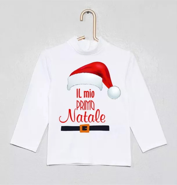 Maglia dolcevita neonato cotone stampa Il mio Primo Natale idea regalo nascita