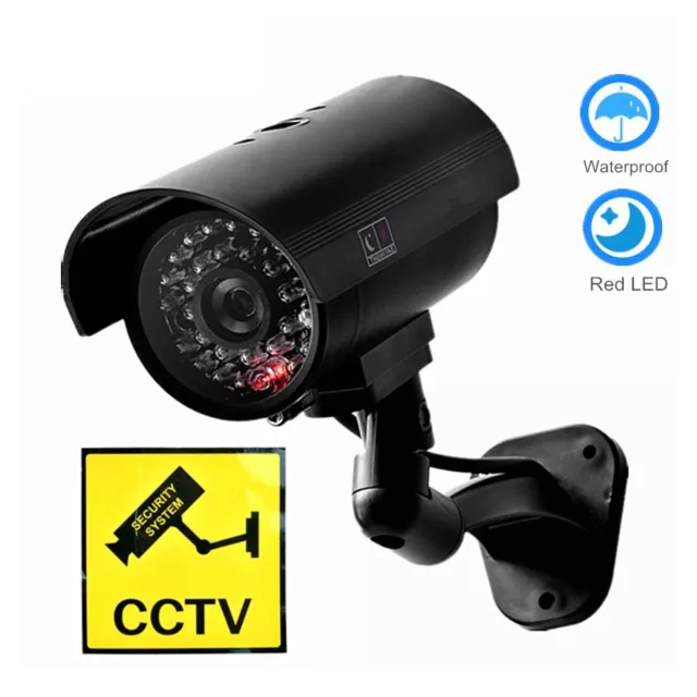 FAKE DUMMY CCTV SECURITY CAMERA BLACK FLASHING SURVEILLANCE LED INDOOR Outdoor