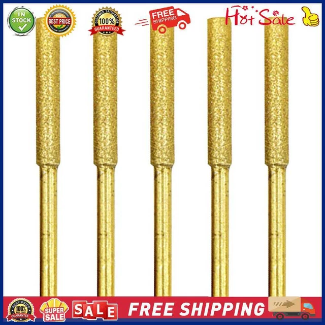 5pcs/Set Diamond Coated Grinding File Stone Heads Drill Bit (4mm Gold)