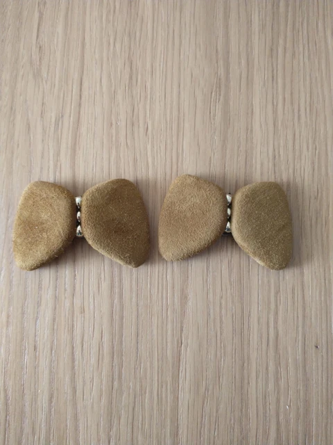 Clip per scarpe vintage beige pelle scamosciata