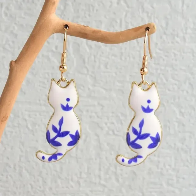 Lindos Pendientes Colgantes De Diseño De Gato Esmaltado - Adorable Regalo Para Mujeres Y Niñas