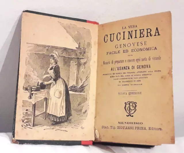 Libro Antico La Vera Cuciniera Genovese Ricettario Gastronomia Cucina Ligure 800