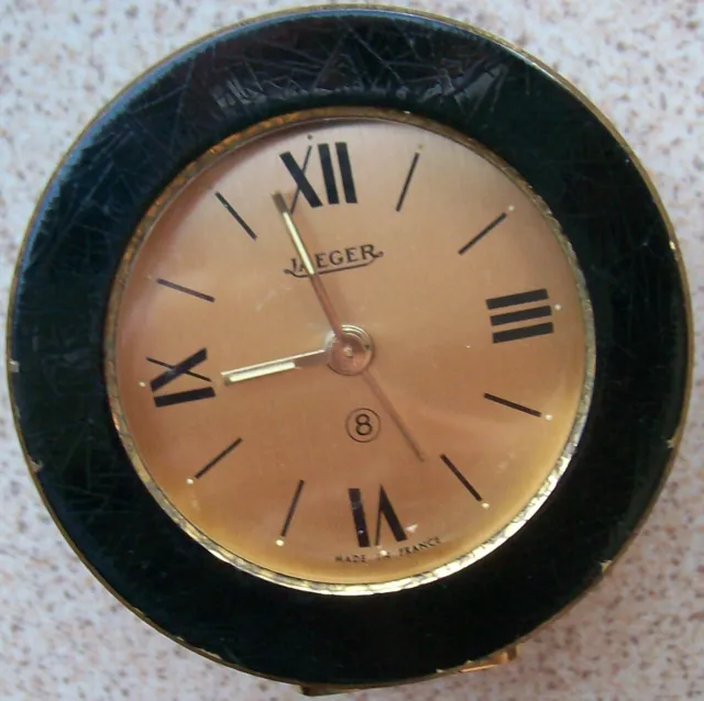 Jaeger 8 day's alarm desk clock 74 mm. in diameter running condition