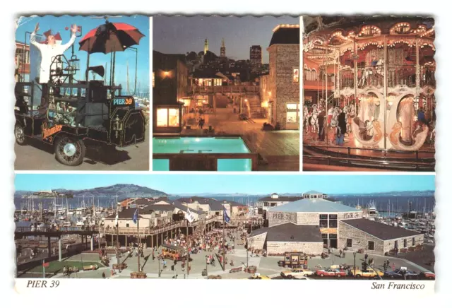 Postcard 4x6 CA Pier 39 Fishermans Wharf Multi View San Francisco Carousel Plaza