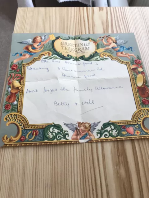 1950’s vintage GREETINGS TELEGRAM