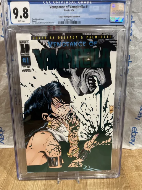 HARRIS COMICS VENGEANCE OF VAMPIRELLA (1994) #1 2nd Print Blue  FOIL Cgc 9.8