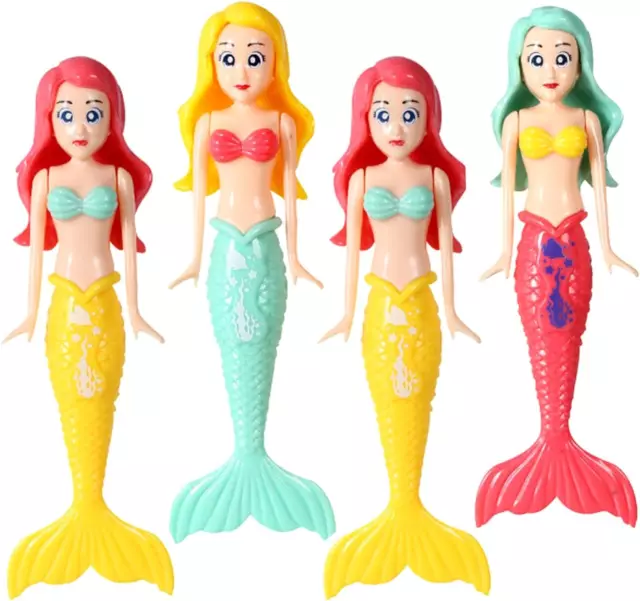 Mermaid Diving Pool Toys 4 Pcs Set for Kids - Underwater Torpedoes, Ocean-Themed