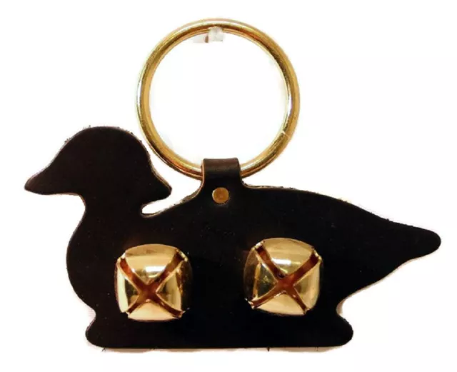 BLACK WOOD DUCK DOOR CHIME - LEATHER w/ JINGLE BELLS - Amish Handmade in the USA