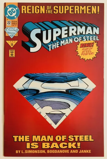 Superman Man Of Steel #22 (DC,1993) 1st Full Steel Appearance~Die Cut Cvr.~VF/NM