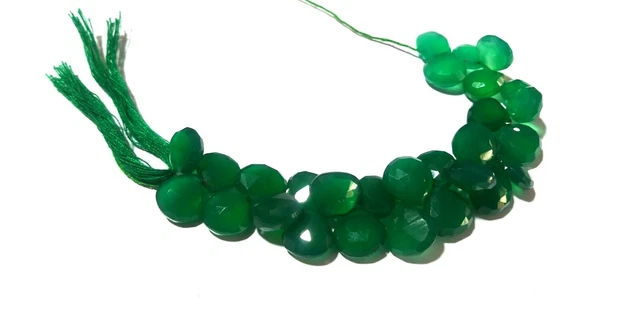 1 Strand Natural Green Onyx Heart Faceted 7-8mm Green Onyx Loose Beads 7"inch
