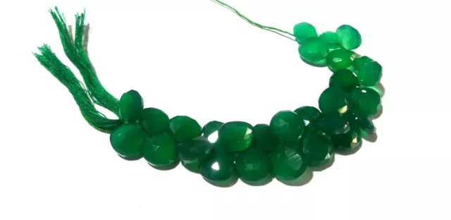 1 Strand Natural Green Onyx Heart Faceted 8-9mm Green Onyx Loose Beads 7"inch