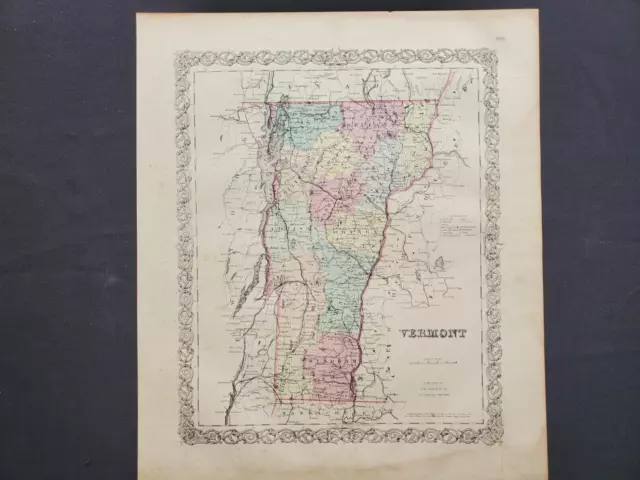 1855 Colton Map - Vermont - 100% Genuine Antique