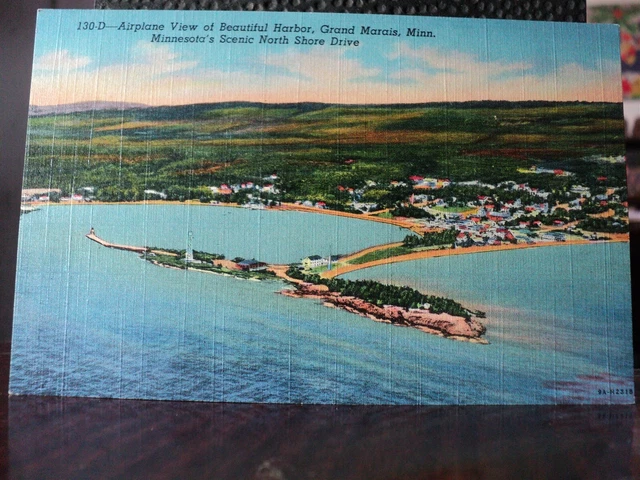 GRAND MARAIS MN Minnesota View of Town & Harbor vintage Postcard