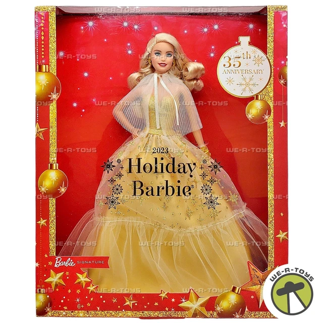 2023 HOLIDAY BARBIE Doll Blonde Hair 35th Anniversary Mattel HJX04 100 