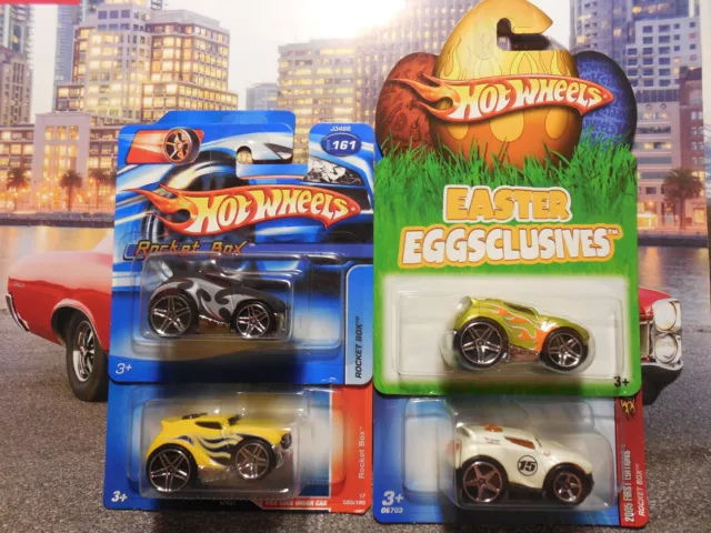 Hot Wheels Rocket Box  LOT 4 Easter Eggclusives CODE CAR FIRST EDITIONS SHORT