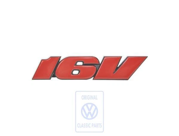 VW Golf MK3 GTI 16v Front Badge Grill Emblem 16V Logo in Red Genuine OEM Part
