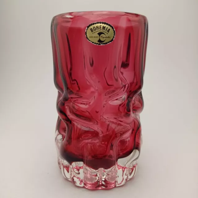 Vintage Glass Vase by Pavel Hlava for Crystalex Nový Bor Czechoslovakia 1970s