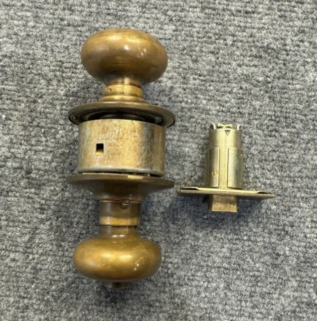 Vintage Schlage M45 1960's Privacy Doorknob Aged Brass Cylindrical Latch Working