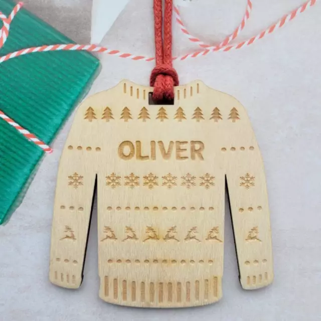 Personalised Christmas Jumper Bauble Tree Decoration Xmas Gift 2021 Custom #A13