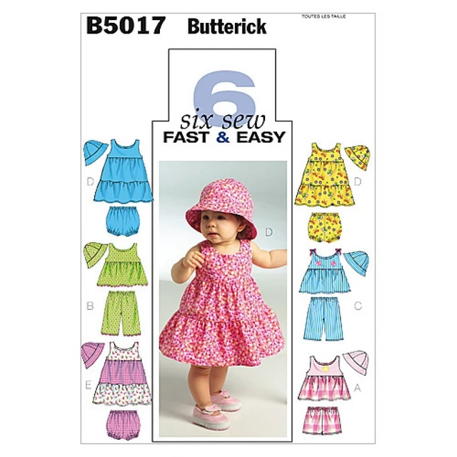 Butterick Toddlers Easy Sewing Pattern 5017 Dresses, Panties, Tops, Shorts ...