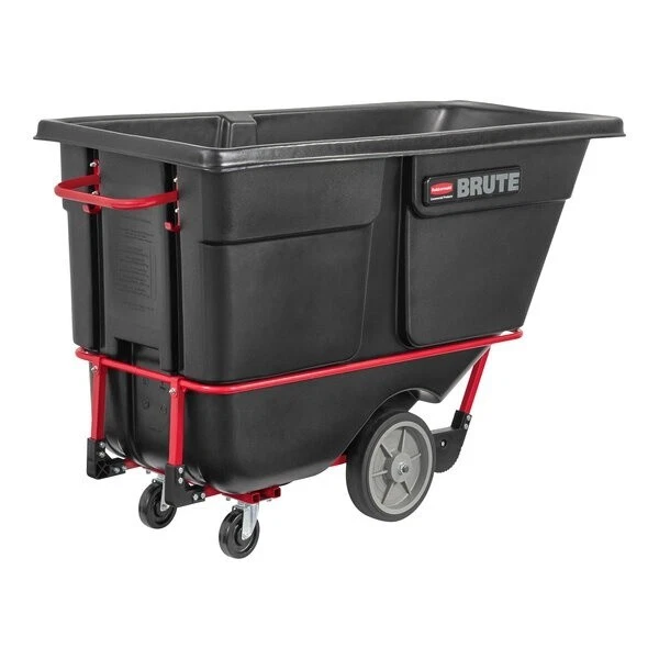 Rubbermaid FG131600BLA BRUTE Black 1.0 Cubic Yard Tilt Truck / Trash Cart (2100