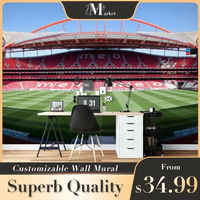 Soccer Stadium Hobby Sports Red 3D Wall Mural Designer Bedroom Wallpaper Murals