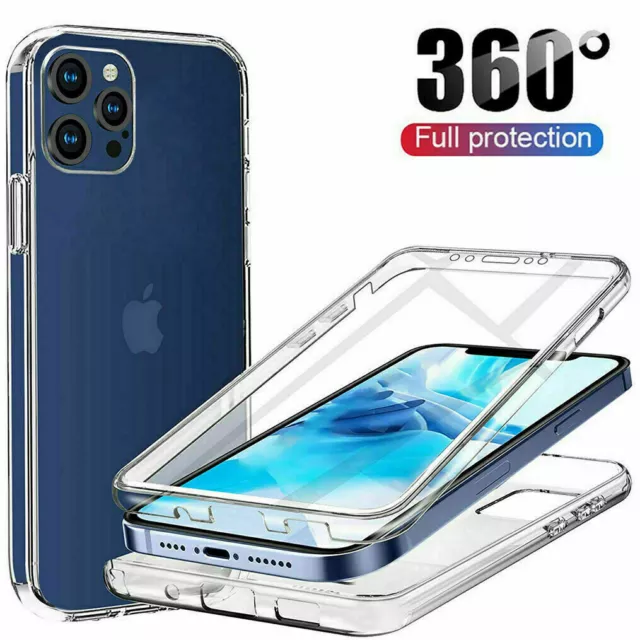 Für Apple iPhone 11 12 13 14 + Pro Max stoßfest 360 Frontabdeckung Hartschale