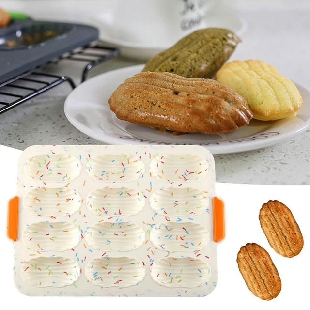 Moho Pastel Silicona Sartén Madeleine Shell 12 Cavidad Gran Pudín Forma