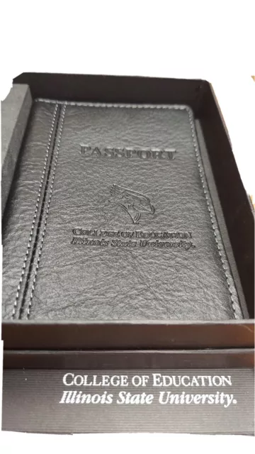 LEEMAN ILANI COWHIDE Passport Holder & Luggage Tag ILLINOIS State University NIB