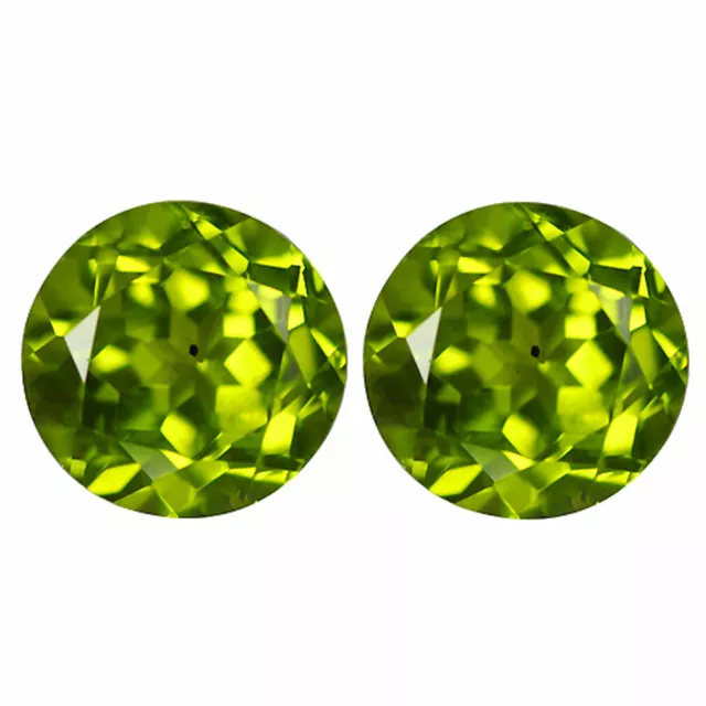 4.12 Ct VVS - VVS-2  [2Pcs Pair] Excellent Round 7.9 MM Green Natural Peridot