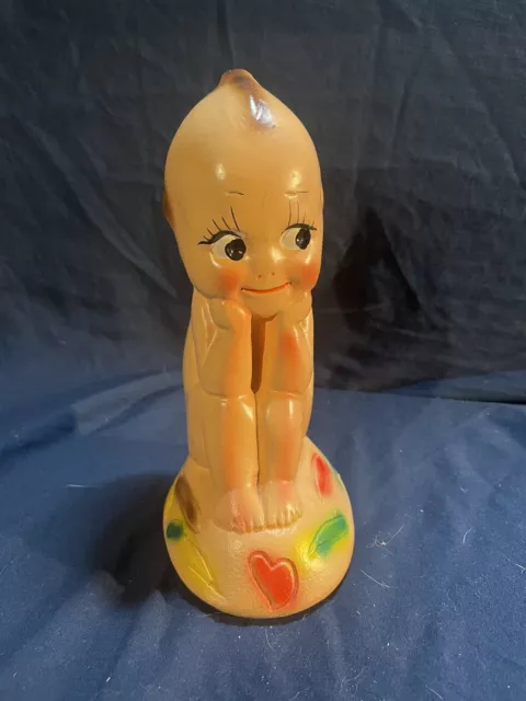 Vintage Chalkware Kewpie Doll Figurine Sitting Baby Boy 6" Cupie