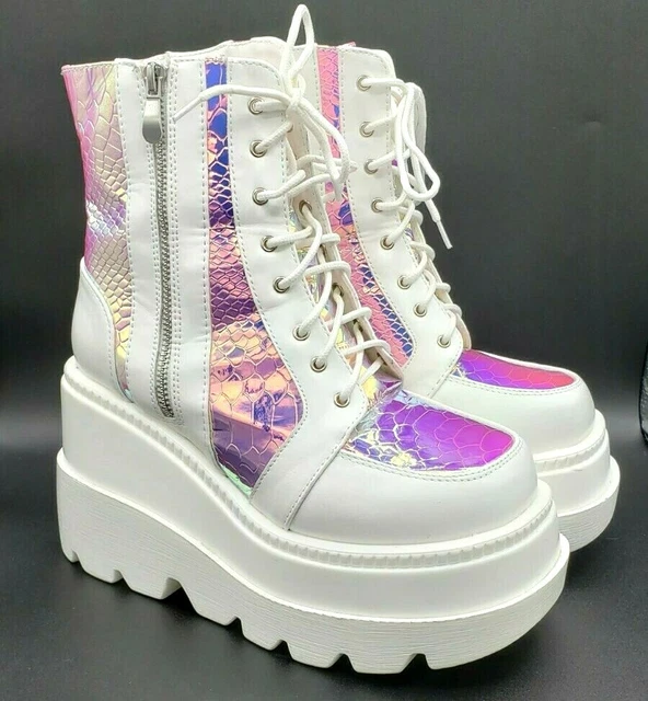CAPE ROBBIN RADIO L Iridescent Cyber Goth Platform Boots Shoes
