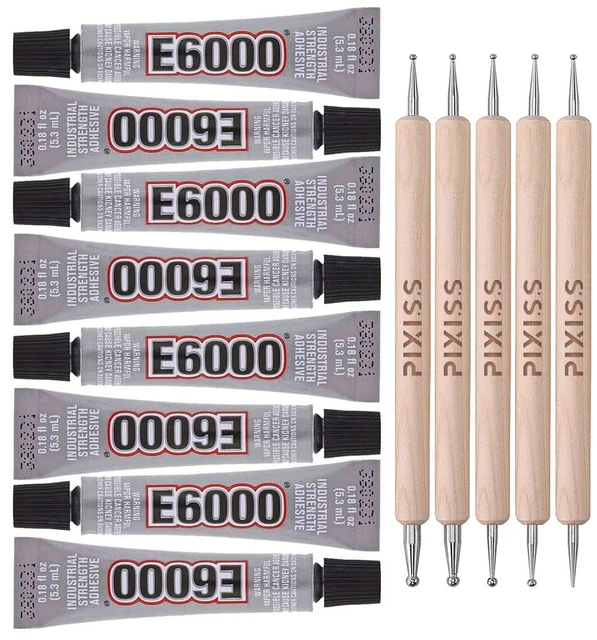 E6000 8-Pack 0.18 Ounce Bottles Industrial Strength Adhesive for Crafting and Pi