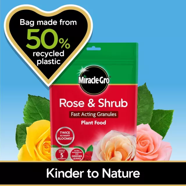 Miracle-Gro Rose & Shrub Plant Food Fertiliser Granules Magnesium Nutrients 750g