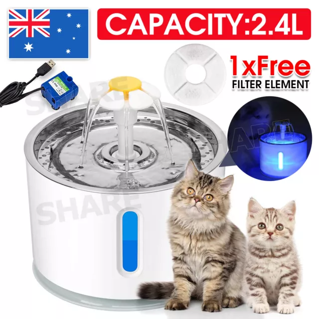 LED USB Automatic Electric Pet Water Fountain Dog/Cat Drinking Dispenser/filter