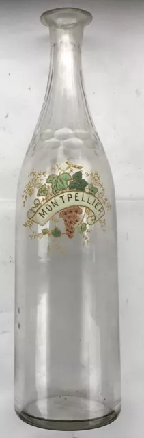 Ancienne Bouteille Émaillée Montpellier Décor Pampres & Vigne Old Enamel Bottle