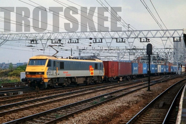 35MM SLIDE BR British Rail Electric Loco Class 90 90136 1993 Stratford ...