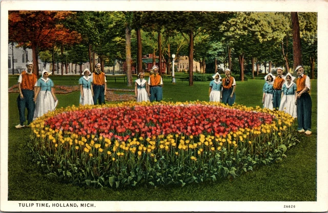 Tulip Time Holland Michigan MI Dutch Costume Postcard Unposted 2559