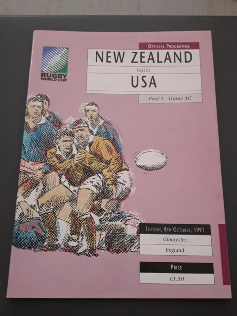 1991 New Zealand All Blacks V Usa United States World Cup Pool 1 Programme Vgc