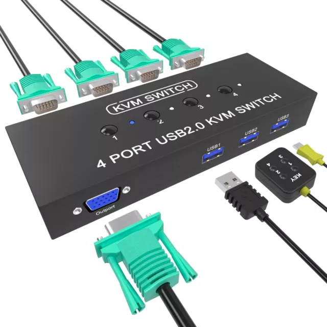 KVM Switch VGA 4 Port USB VGA KVM Switcher for 4 Computers Share one Monitor