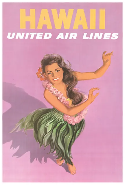 United Airlines - Hawaii - 1950s - Vintage Travel Poster - Version #3