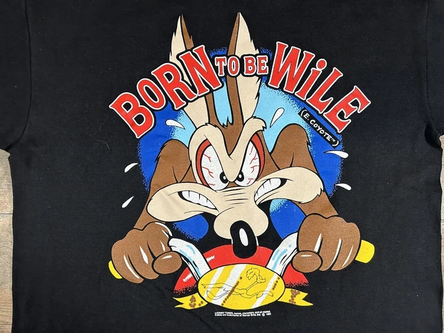 VINTAGE 1992 LOONEY Tunes Wile E Coyote Tee Shirt Men’s Size XL Black