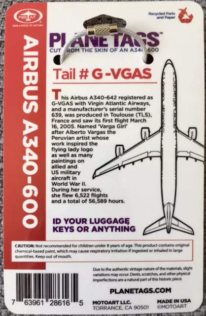 Planetags : Virgin Atlantic Airways A340-600 (White Tag) G-Vgas “Varga Girl” 2