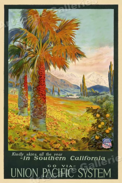 1930s Southern California Union Pacific Railroad Vintage Style Poster - 24x36