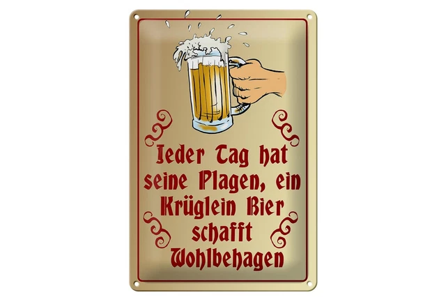 Retro Blechschild Mit Bier-Spruch – „Ein Krüglein Bier Schafft Wohlbehagen“, 20x30 Cm, Perfekt Zum Dekorieren & Verschenken