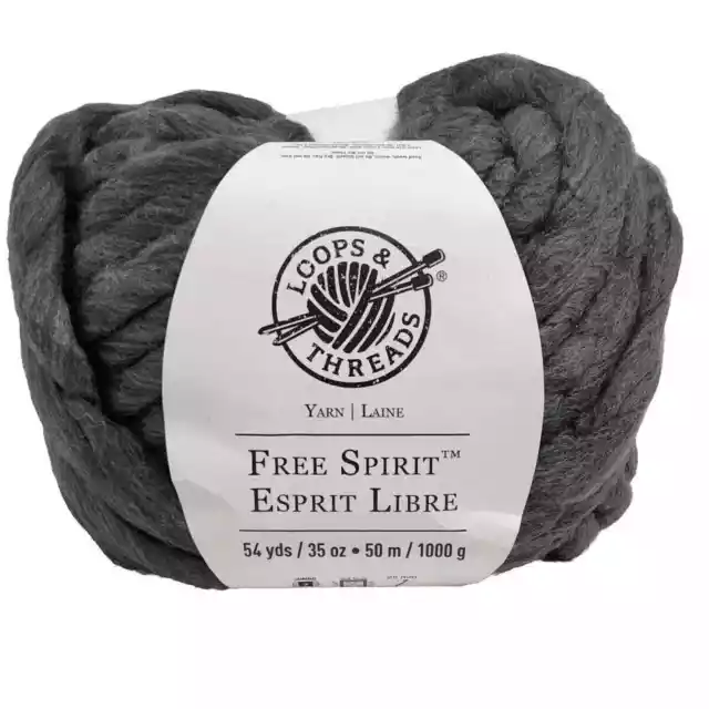 LOOPS & THREADS Free Spirit NIP Jumbo Chunky 54yds Yarn 2 Skein Charcoal  Gray $38.99 - PicClick